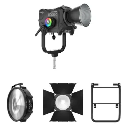 Best STORM 1000c Cine Kit with Skid Support, Fresnel, and Barndoors Monolight Strobe Heads & Kits