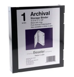 Fashion Besfile Archival Binder With Rings 11-5/8 x 10-1/4 in. Black Portfolios Archival Storage
