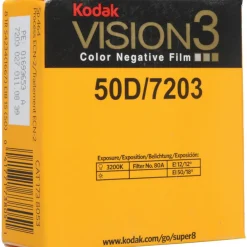 Outlet VISION3 50D/7203 Color Negative Film, SP464 Super 8 Cartridge - 50 ft. Roll Film