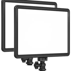 Discount Studio Panel LED Bi-Color 2-Light Kit with Barndoors and Stands Led Lights & Kits