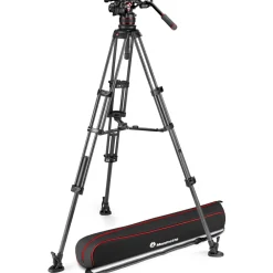 Online 612 Nitrotech Fluid Video Head and Carbon Fiber Twin Leg Tripod with Middle Spreader Video Tripods & Supports