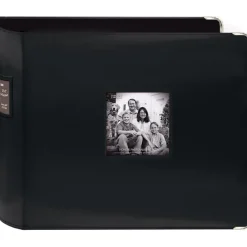 Fashion 12 x 12 Black Sewn Leatherette 3-Ring Binder Frames Albums