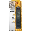 New 6-Outlet (4+2) Black Metal Power Strip w/ 10ft Cord Cables