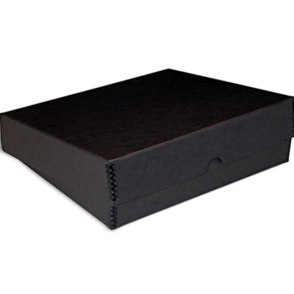 Clearance 9x12x3in Black Drop-Front Metal Edge Box Portfolios Archival Storage