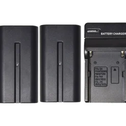 New 2-Pack of NP-F970 Lithium-Ion Batteries with Charger for LED Lights Portable Strobe Lighting