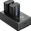 New NP-FW50 2-Battery Kit with Dual Charger Batteries & Adapters