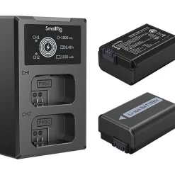 New NP-FW50 2-Battery Kit with Dual Charger Batteries & Adapters