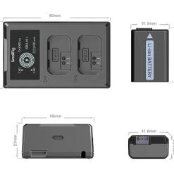 New NP-FW50 2-Battery Kit with Dual Charger Batteries & Adapters