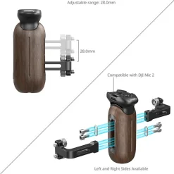 New Wooden Side Handle with 1/4 in.-20 Screw Mounts Camera Support Accessories