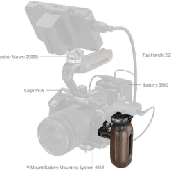 New Wooden Side Handle with 1/4 in.-20 Screw Mounts Camera Support Accessories