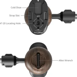Online Wooden Side Handle with Two-in-One 1/4 in.-20 and 3/8 in.-16 Screw Camera Support Accessories