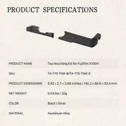 Hot Top Mounting Kit for Fujifilm X100VI (Silver) Camera Support Accessories