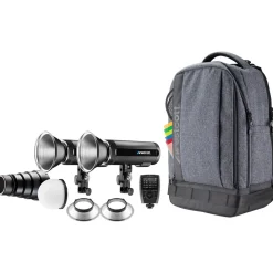 Fashion FJ200 Strobe 2-Light Backpack Kit with FJ-X3m Universal Wireless Trigger Monolight Strobe Heads & Kits